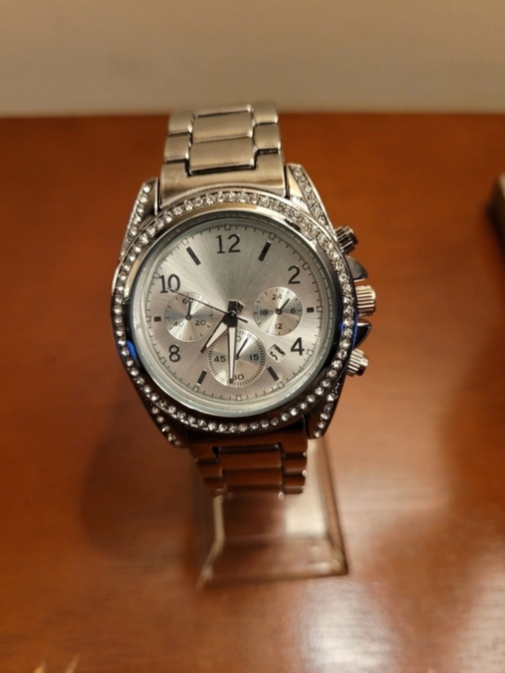 New Women's Silver Watch with Diamond Crystal Accents